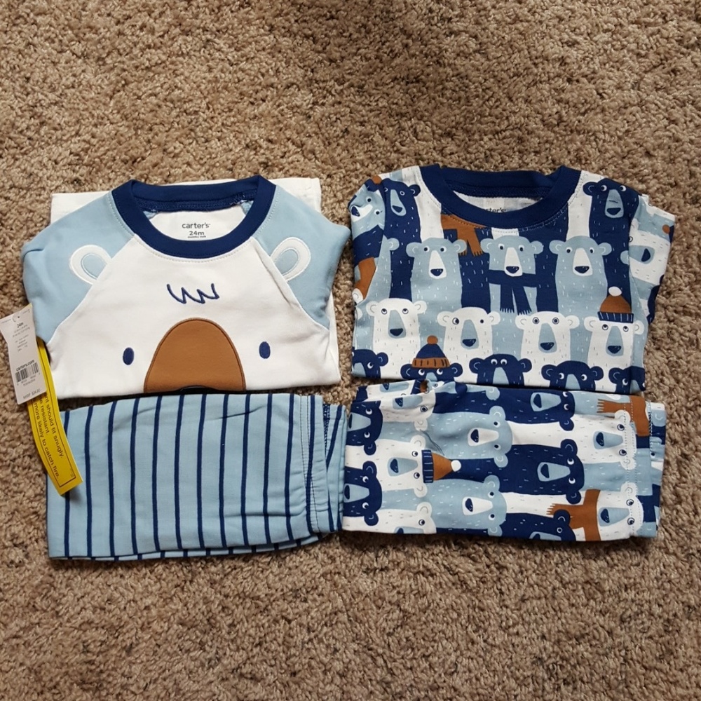 Carter's NWT boy bear 4 piece pajamas - Picture 4 of 6